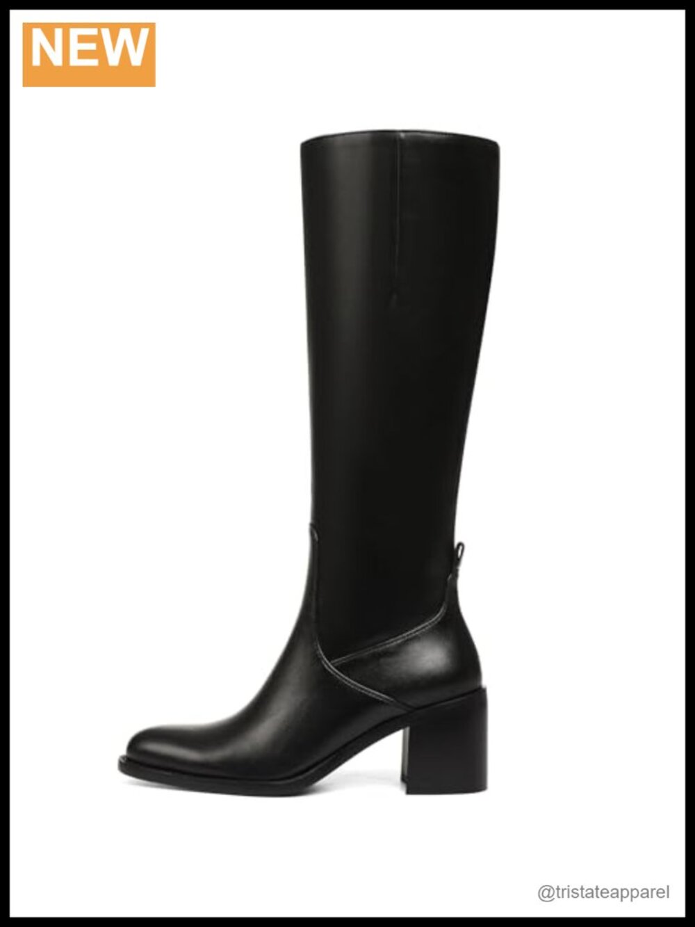 Chunky Heel Knee High Boots Women Round Toe Side Zipper